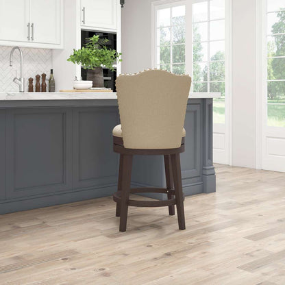 Hillsdale Furniture - Edenwood Wood Counter Height Swivel Stool, Smoke Chocolate with Cream Fabric - 5945-828 veiw 3