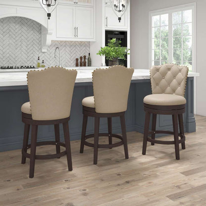 Hillsdale Furniture - Edenwood Wood Counter Height Swivel Stool, Smoke Chocolate with Cream Fabric - 5945-828 veiw 4