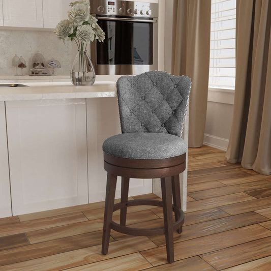 Hillsdale Furniture - Edenwood Wood Counter Height Swivel Stool, Chocolate with Smoke Gray Fabric - 5945-827 veiw 2