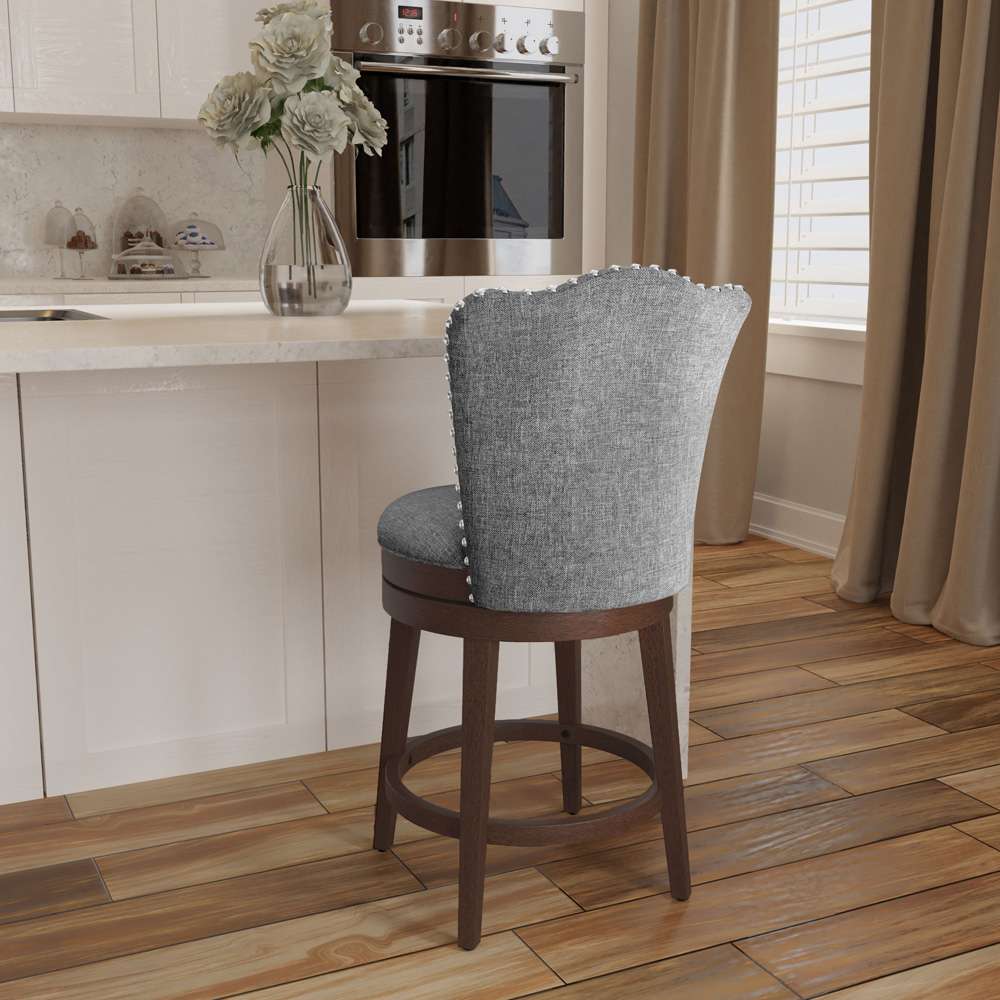 Hillsdale Furniture - Edenwood Wood Counter Height Swivel Stool, Chocolate with Smoke Gray Fabric - 5945-827 veiw 3