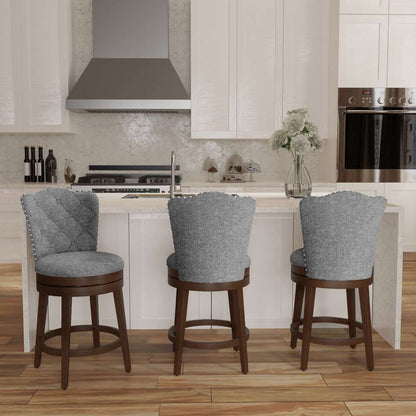 Hillsdale Furniture - Edenwood Wood Counter Height Swivel Stool, Chocolate with Smoke Gray Fabric - 5945-827 veiw 4