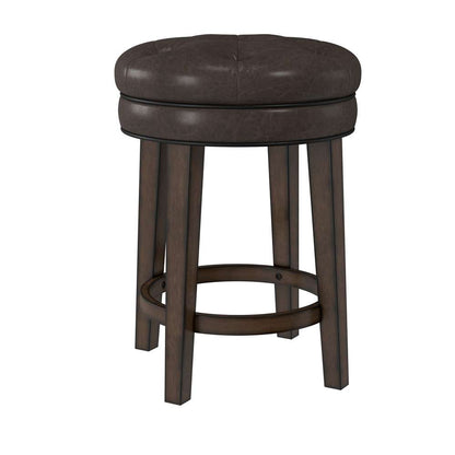 Hillsdale Furniture - Krauss Wood Backless Counter Height Swivel Stool, Dark Brown with Charcoal PU - 5914-829 veiw 1