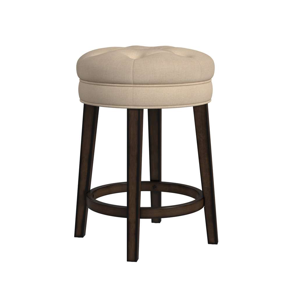 Hillsdale Furniture - Krauss Wood Backless Counter Height Swivel Stool, Dark Brown with Linen Stone - 5914-825 veiw 1