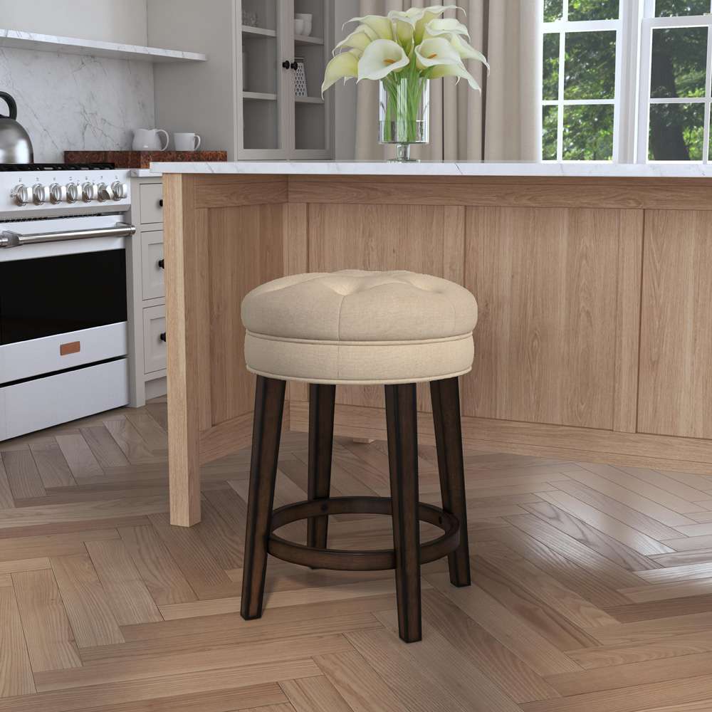 Hillsdale Furniture - Krauss Wood Backless Counter Height Swivel Stool, Dark Brown with Linen Stone - 5914-825 veiw 2