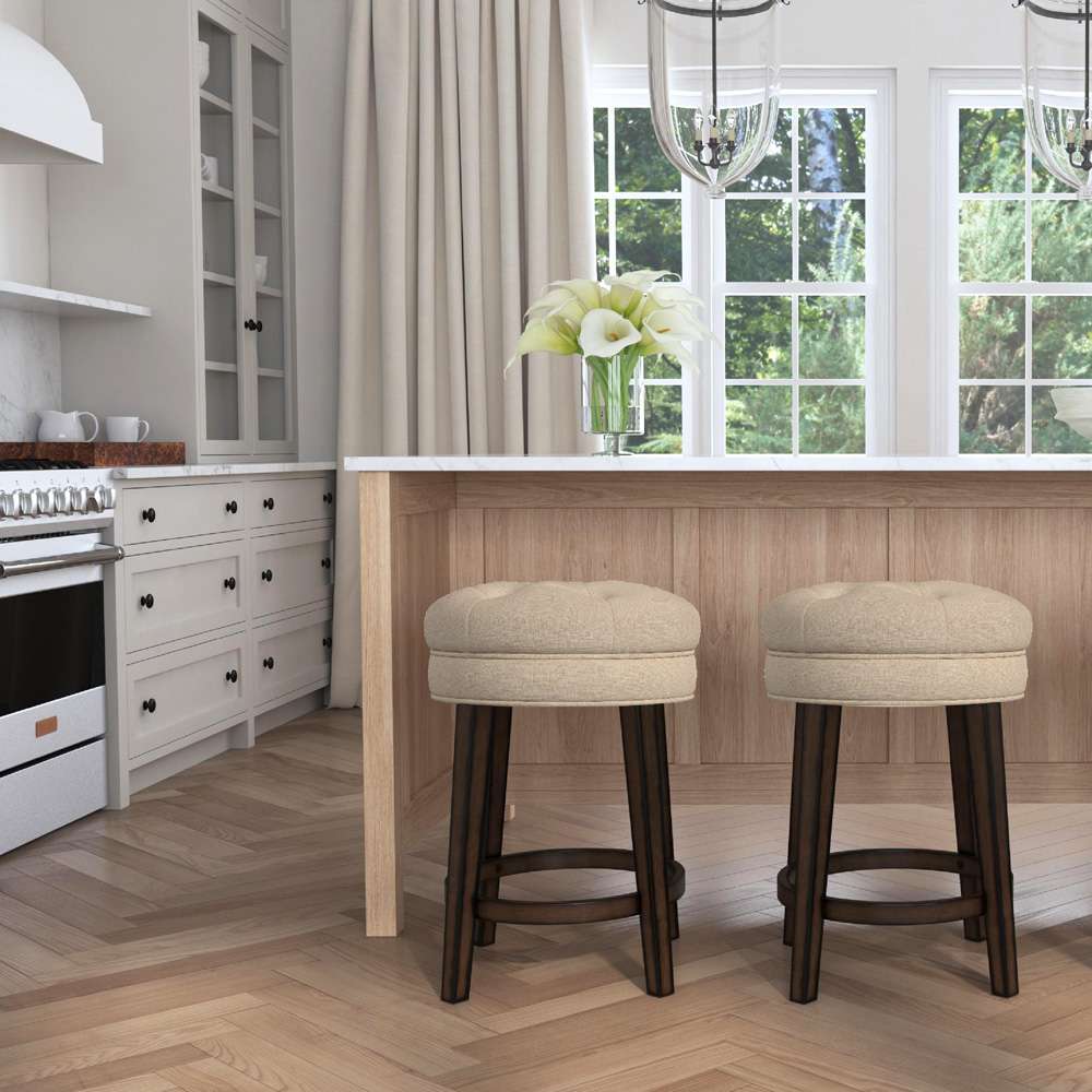 Hillsdale Furniture - Krauss Wood Backless Counter Height Swivel Stool, Dark Brown with Linen Stone - 5914-825 veiw 3