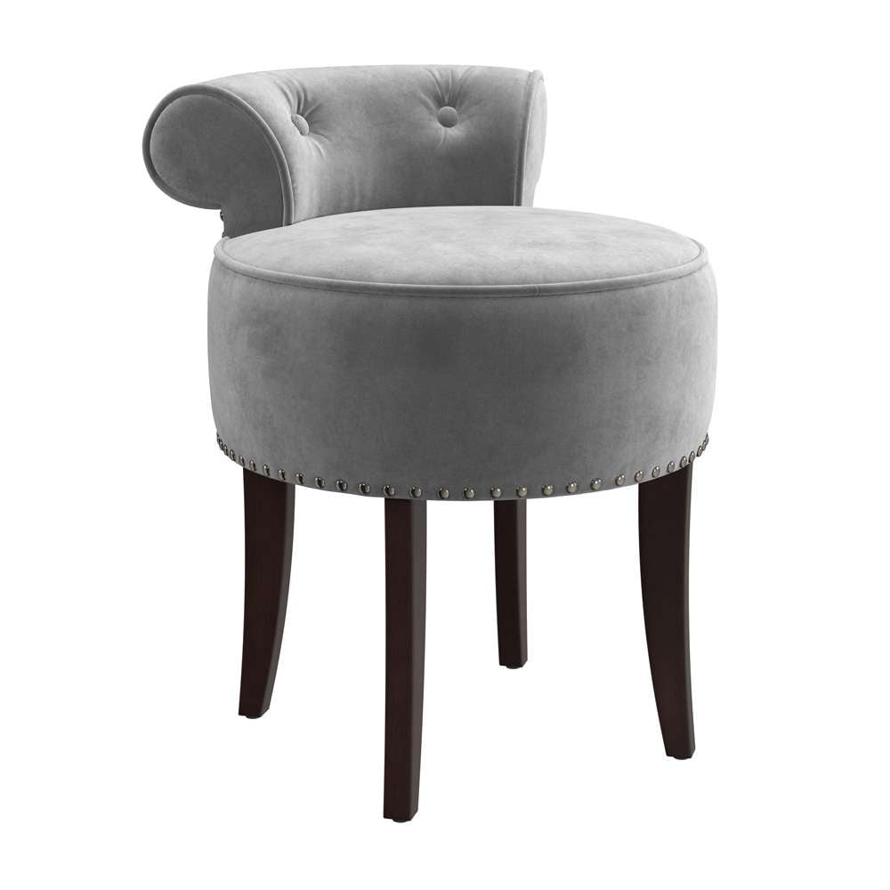 Hillsdale Furniture - Lena Wood and Upholstered Vanity Stool, Espresso with Steel Gray Velvet - 51083 veiw 1