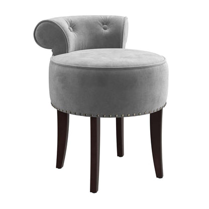 Hillsdale Furniture - Lena Wood and Upholstered Vanity Stool, Espresso with Steel Gray Velvet - 51083 veiw 1