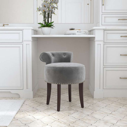 Hillsdale Furniture - Lena Wood and Upholstered Vanity Stool, Espresso with Steel Gray Velvet - 51083 veiw 2