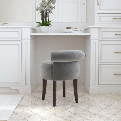 Hillsdale Furniture - Lena Wood and Upholstered Vanity Stool, Espresso with Steel Gray Velvet - 51083 veiw 4