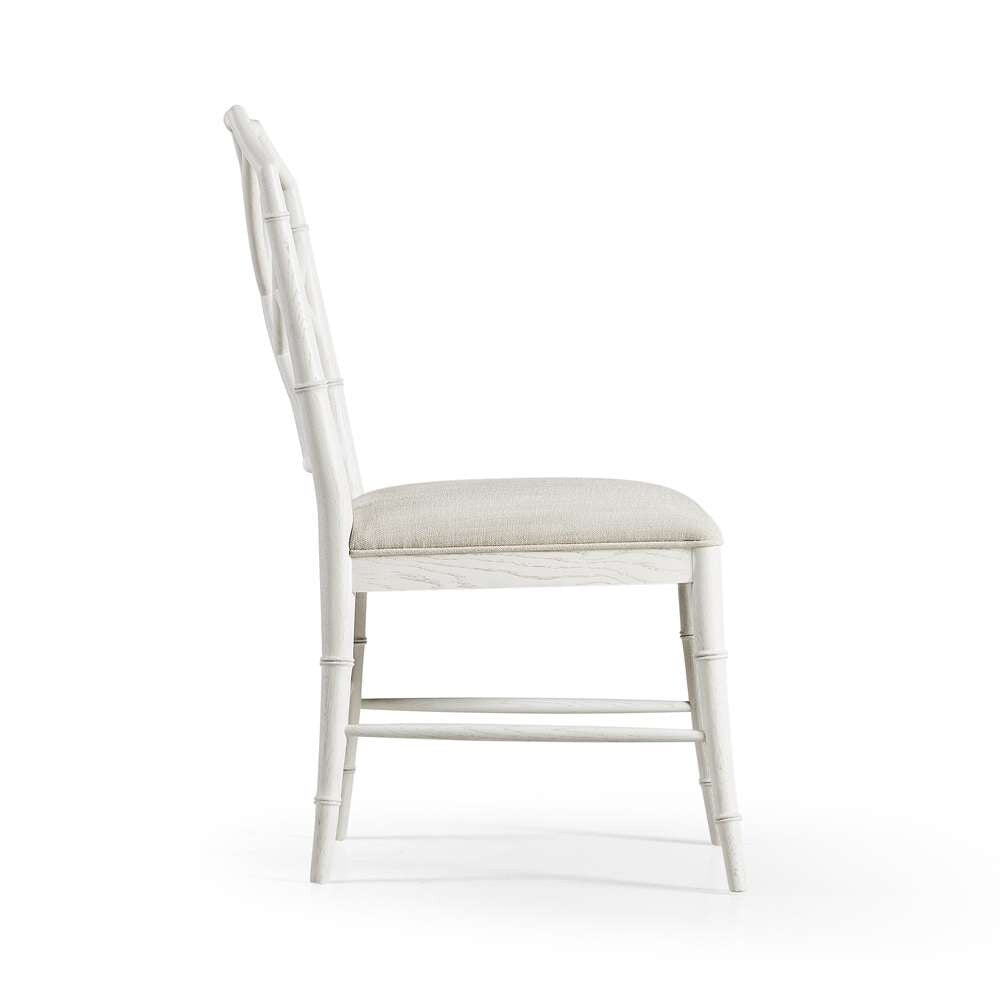 Jonathan Charles Fine Furniture - Timeless Saros Chippendale Bamboo Side Chair in Chalk White - 003-2-121-CHK veiw 3
