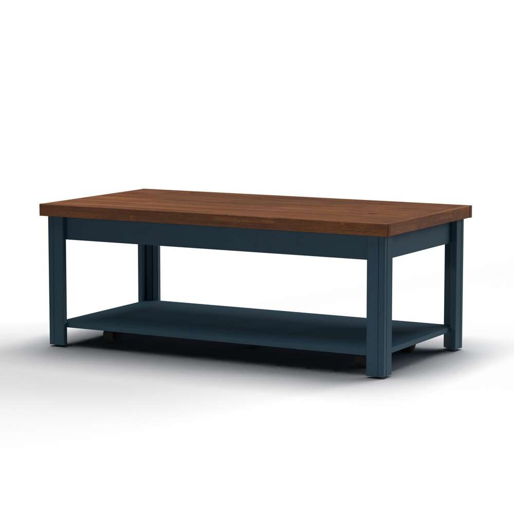 Legends Furniture - Bridgevine Home 48 in. Blue Denim and Whiskey Brown Finish Solid Wood Coffee Table - NT4210.BWK veiw 1