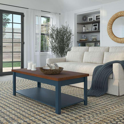 Legends Furniture - Bridgevine Home 48 in. Blue Denim and Whiskey Brown Finish Solid Wood Coffee Table - NT4210.BWK veiw 5