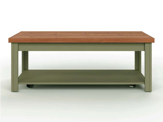 Legends Furniture - Bridgevine Home 48in Sage Green and Fruitwood Finish Solid Wood Coffee Table - VY4210.SFL veiw 1
