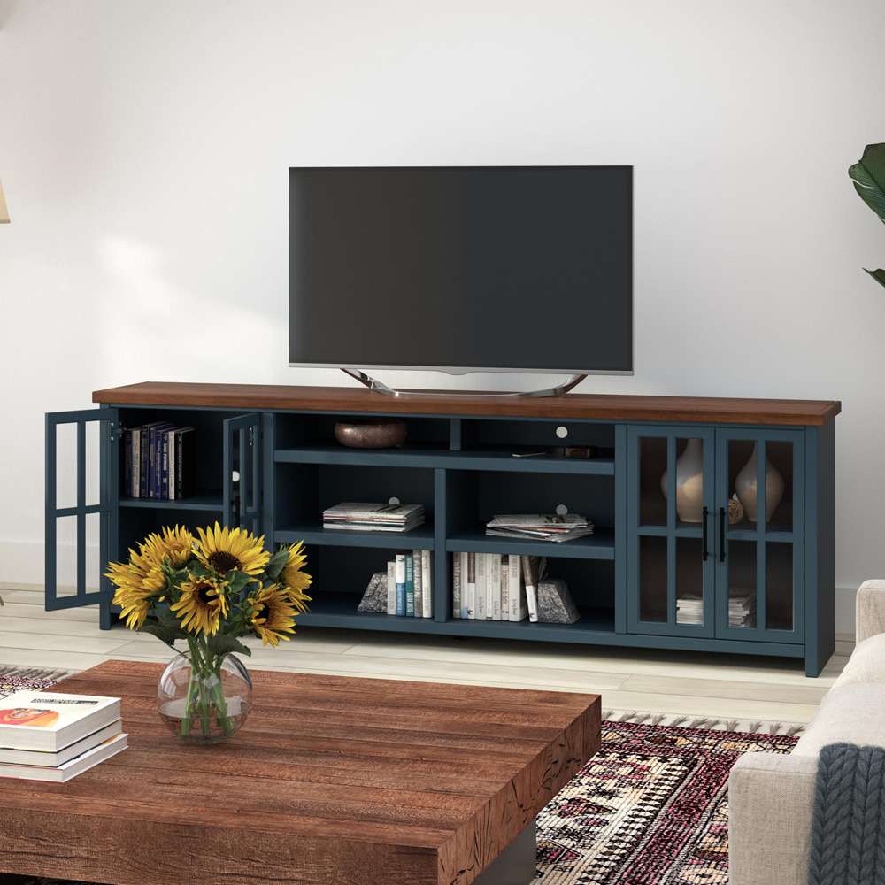 Legends Furniture - Bridgevine Home 96 in. Blue Denim and Barnwood Finish Solid Wood TV stand - NT1211.BWK view 1
