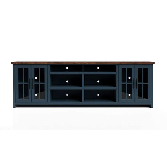 Legends Furniture - Bridgevine Home 96 in. Blue Denim and Barnwood Finish Solid Wood TV stand - NT1211.BWK veiw 2