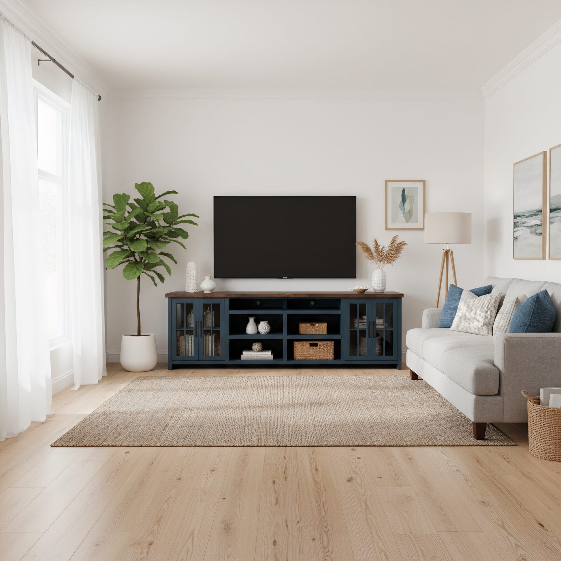 Legends Furniture - Bridgevine Home 96 in. Blue Denim and Barnwood Finish Solid Wood TV stand - NT1211.BWK view 5