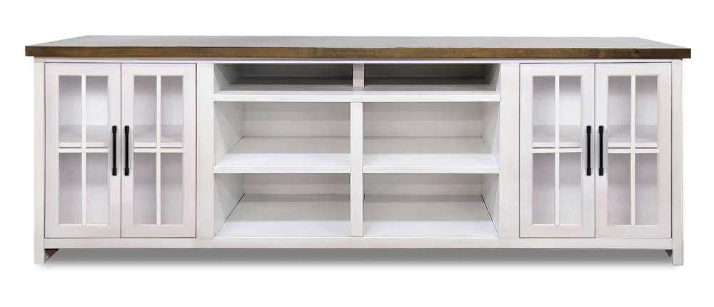 Legends Furniture - Bridgevine Home 96 in. Whitewash and Barnwood Finish Solid Wood TV stand - HT1211.BJW veiw 1