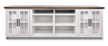 Legends Furniture - Bridgevine Home 96 in. Whitewash and Barnwood Finish Solid Wood TV stand - HT1211.BJW veiw 1