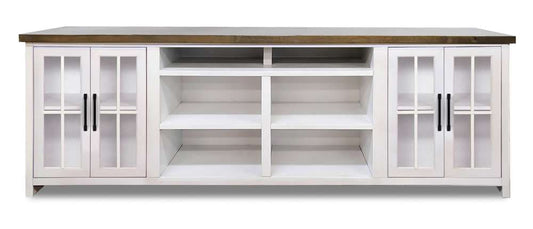 Legends Furniture - Bridgevine Home 96 in. Whitewash and Barnwood Finish Solid Wood TV stand - HT1211.BJW veiw 1