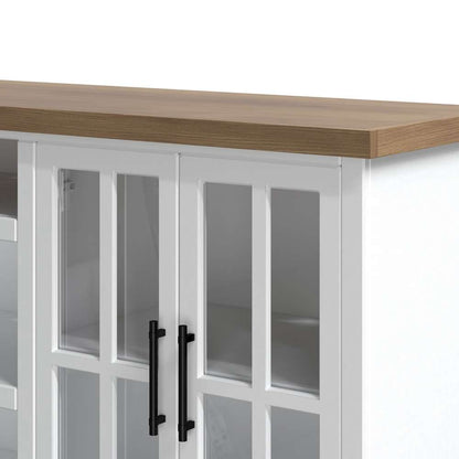 Legends Furniture - Bridgevine Home 96 in. Whitewash and Barnwood Finish Solid Wood TV stand - HT1211.BJW veiw 4