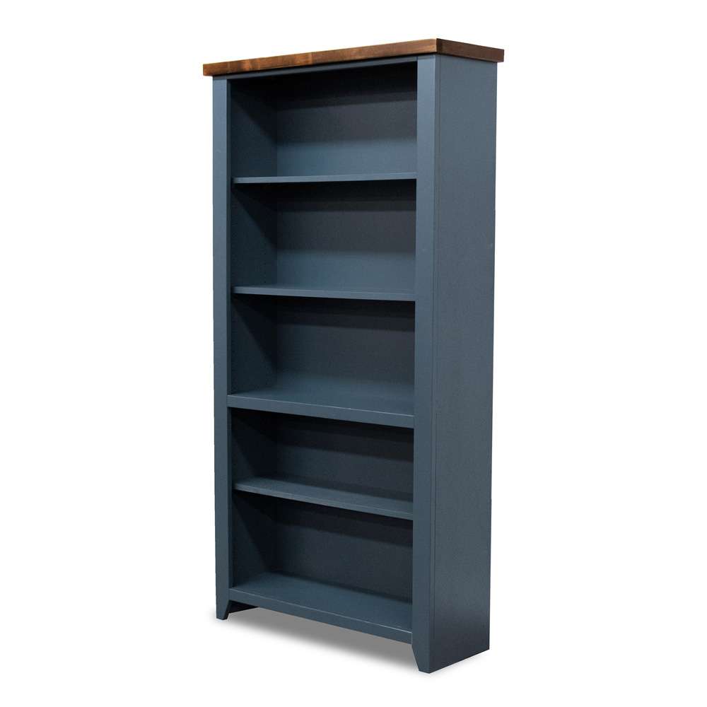 Legends Furniture - Bridgevine Home 72 in. H x 33 in. W5-Shelf Blue and Brown Finish Solid Wood Bookshelf - NT6672.BWK veiw 1