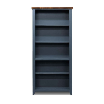 Legends Furniture - Bridgevine Home 72 in. H x 33 in. W5-Shelf Blue and Brown Finish Solid Wood Bookshelf - NT6672.BWK veiw 2