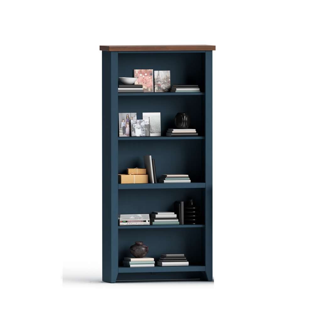Legends Furniture - Bridgevine Home 72 in. H x 33 in. W5-Shelf Blue and Brown Finish Solid Wood Bookshelf - NT6672.BWK veiw 3
