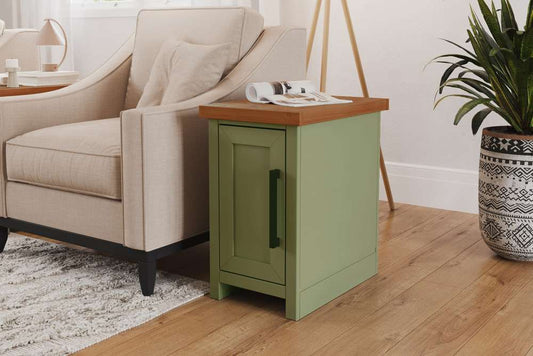 Legends Furniture - Bridgevine Home 14 in. W x 24 in. H Sage Green and Fruitwood Finish Solid Wood Side Table - VY4520.SFL veiw 1