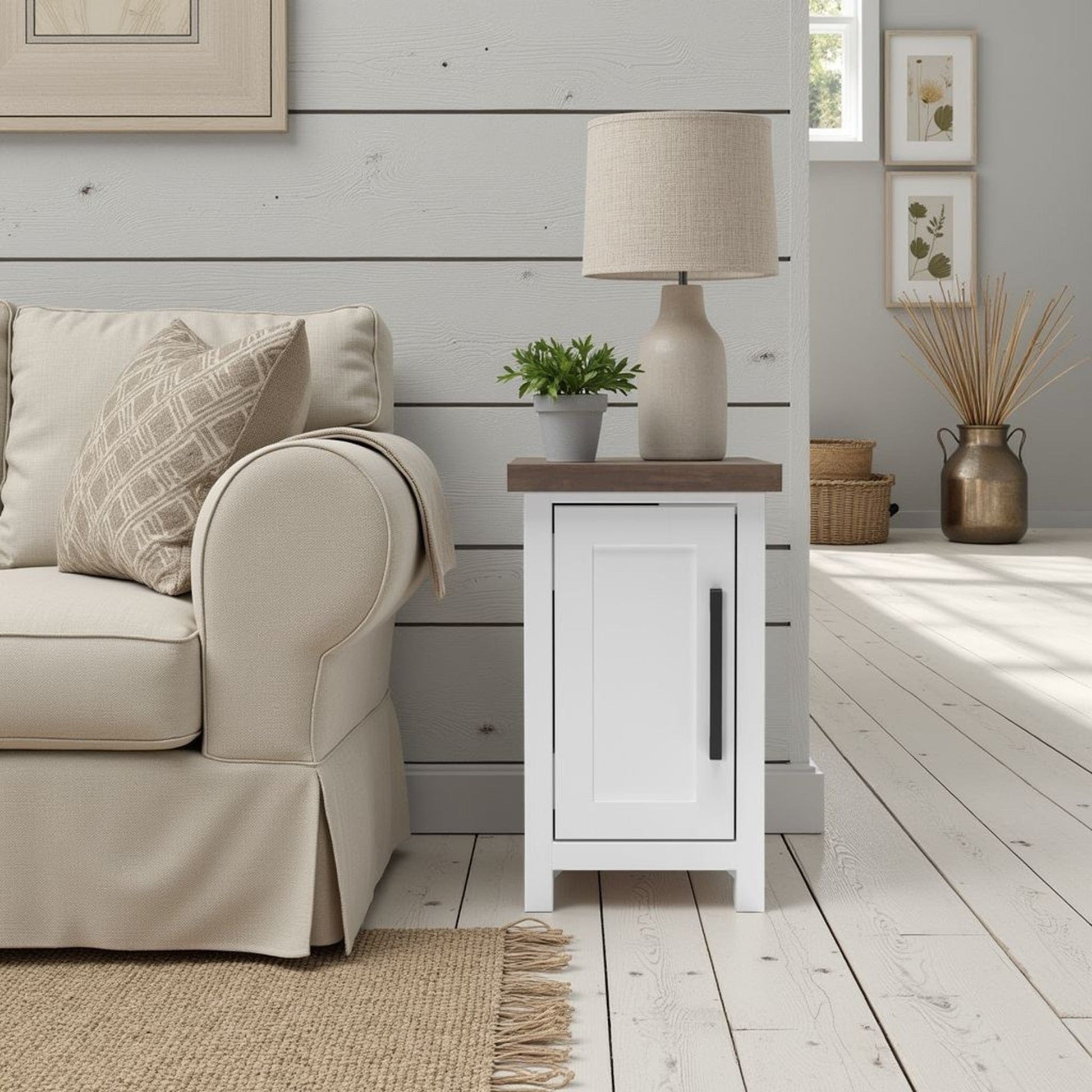 Legends Furniture - Bridgevine Home 14 in. W x 24 in. H Fully Assembled White Wash and Barnwood Finish Solid Wood Side Table - HT4520.BJW view 7