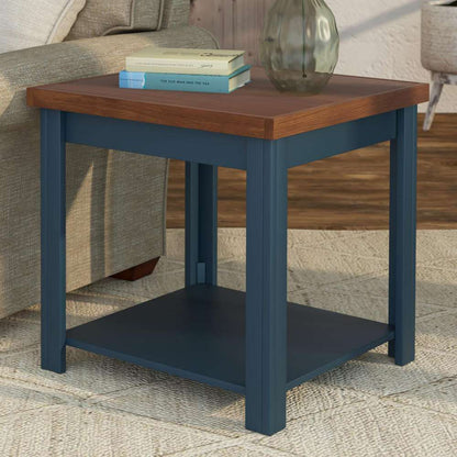 Legends Furniture - Bridgevine Home 24 in. W x 24 in. HBlue Denim and Whiskey Brown Finish Solid Wood Side Table - NT4110.BWK veiw 1