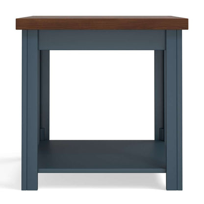 Legends Furniture - Bridgevine Home 24 in. W x 24 in. HBlue Denim and Whiskey Brown Finish Solid Wood Side Table - NT4110.BWK veiw 3