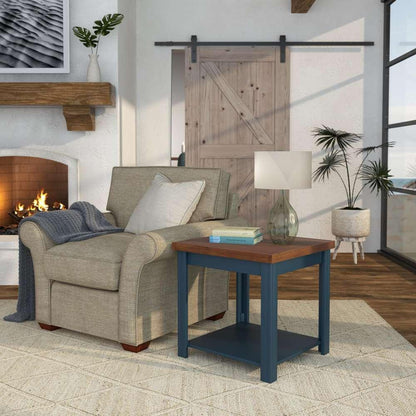 Legends Furniture - Bridgevine Home 24 in. W x 24 in. HBlue Denim and Whiskey Brown Finish Solid Wood Side Table - NT4110.BWK veiw 5