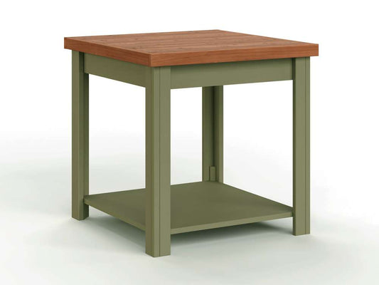 Legends Furniture - Bridgevine Home 24 in. W x 24 in. H Sage Green and Fruitwood Finish Solid Wood Side Table - VY4110.SFL veiw 1
