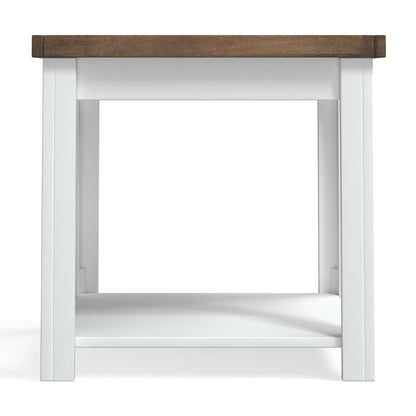 Legends Furniture - Bridgevine Home 24 in. W x 24 in. H White Wash and Brown Finish Solid Wood Side Table - HT4110.BJW veiw 2