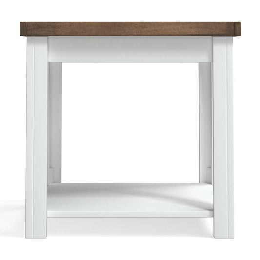 Legends Furniture - Bridgevine Home 24 in. W x 24 in. H White Wash and Brown Finish Solid Wood Side Table - HT4110.BJW veiw 2