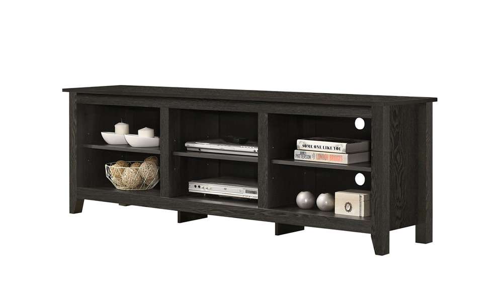 Lilola Home - Benito Dark Gray 70inW TV Stand with Open Shelves and Cable Management - 97012 veiw 1