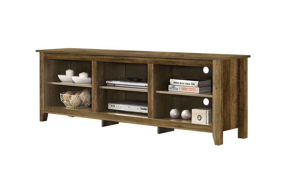 Lilola Home - Benito Knotty Oak 70inW TV Stand with Open Shelves and Cable Management - 97011 veiw 1