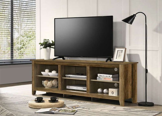 Lilola Home - Benito Knotty Oak 70inW TV Stand with Open Shelves and Cable Management - 97011 veiw 2