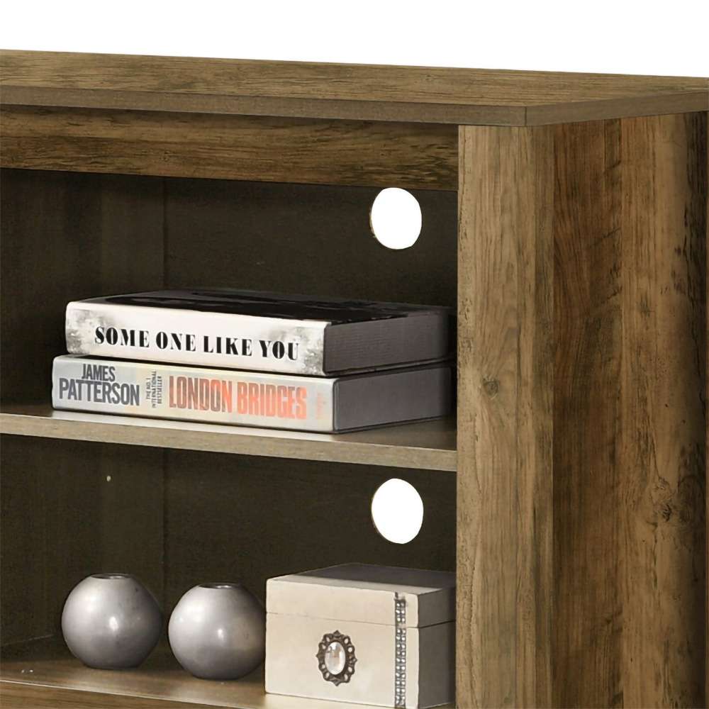 Lilola Home - Benito Knotty Oak 70inW TV Stand with Open Shelves and Cable Management - 97011 veiw 3