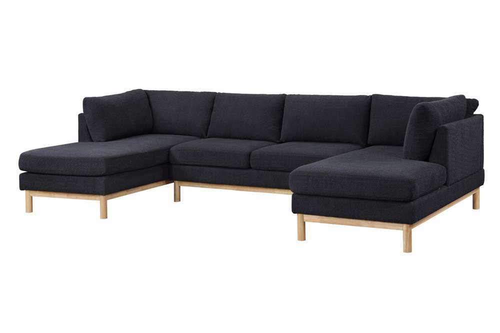 Lilola Home - Hallie Black Sherpa 124in Wide Double Chaise U-Shape Sectional Sofa - 83125 veiw 2