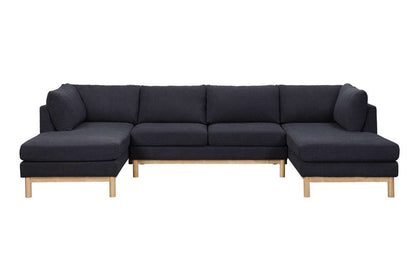 Lilola Home - Hallie Black Sherpa 124in Wide Double Chaise U-Shape Sectional Sofa - 83125 veiw 3