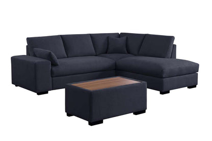 Lilola Home - Joshua 100inW Dark Gray Woven Fabric Sectional Sofa with Right Facing Chaise and Console Ottoman - 89291 veiw 1