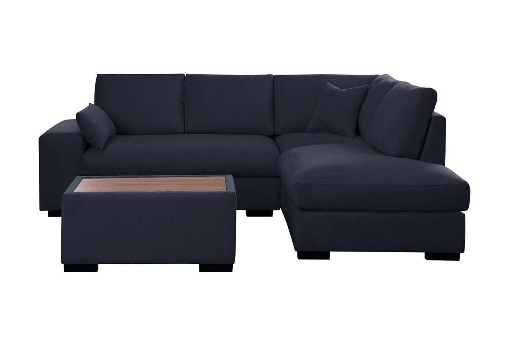 Lilola Home - Joshua 100inW Dark Gray Woven Fabric Sectional Sofa with Right Facing Chaise and Console Ottoman - 89291 veiw 4