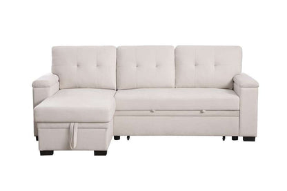 Lilola Home - Lucca II 84.5inW Beige Woven Fabric Reversible Sleeper Sectional Sofa with Storage Chaise - 81522 veiw 3