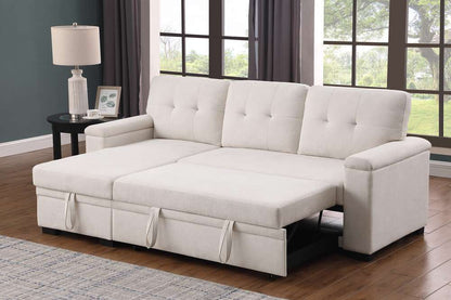 Lilola Home - Lucca II 84.5inW Beige Woven Fabric Reversible Sleeper Sectional Sofa with Storage Chaise - 81522 veiw 5