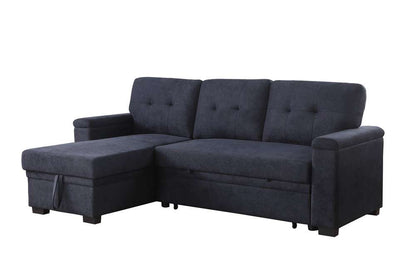 Lilola Home - Lucca II 84.5inW Dark Gray Woven Fabric Reversible Sleeper Sectional Sofa with Storage Chaise - 81520 veiw 1