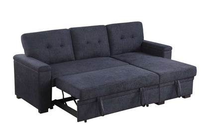 Lilola Home - Lucca II 84.5inW Dark Gray Woven Fabric Reversible Sleeper Sectional Sofa with Storage Chaise - 81520 veiw 2