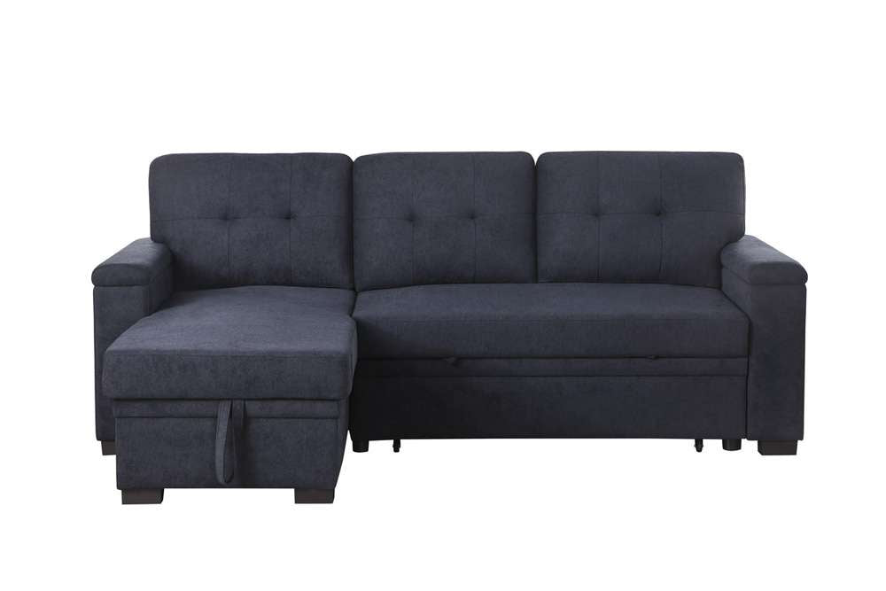 Lilola Home - Lucca II 84.5inW Dark Gray Woven Fabric Reversible Sleeper Sectional Sofa with Storage Chaise - 81520 veiw 3