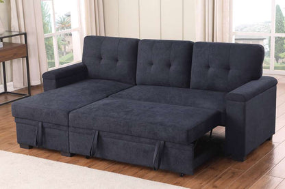 Lilola Home - Lucca II 84.5inW Dark Gray Woven Fabric Reversible Sleeper Sectional Sofa with Storage Chaise - 81520 veiw 5
