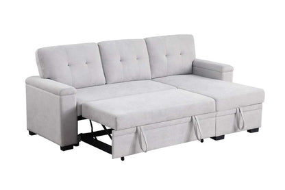 Lilola Home - Lucca II 84.5inW Light Gray Woven Fabric Reversible Sleeper Sectional Sofa with Storage Chaise - 81521 veiw 2